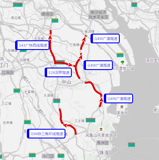 中山城区紫马岭公园及富华汽车总站   s365线古神公路口至古神二期